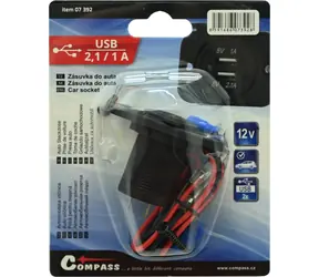 Compass Zásuvka 2x USB do vozidla / Nabíjecí zásuvka / 5V 2,1A + 5V 1A