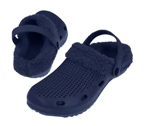 RULYT Pantofle LAGO FUR tmavě modrá, vel. 40 / Snímatelný kožíšek / Sandálový pásek / Unisex