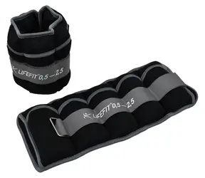 Lifefit Kotník-zápěstí S2 2x0,5-2,5 kg černá / Neoprenová zátěž / nastavitelná / suchý zip / pár