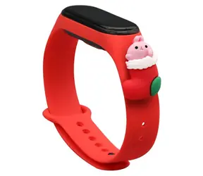 Hurtel Vánoční řemínek s ponožkou pro Xiaomi Mi Band 3 a 4 červená / Řemínek / Silikonový / Vánoční motiv