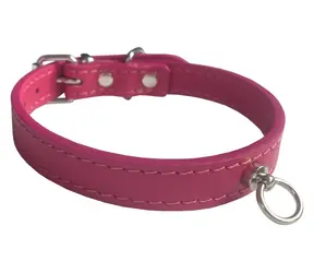 Huhubamboo Exclusive obojek růžový M / Obojek pro psy / 16 mm x 26-32 cm / Hovězí kůže