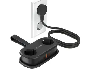 Orico AP3 černá / Prodlužovací panel / 2x AC + 2x USB-A + 1x USB-C / GaN 20W