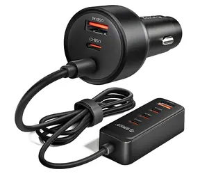 Orico ChargeClip 108W černá / Autonabíječka / 2x USB-A / 4x USB-C / klip