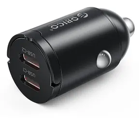 Orico MiniRing černá / Nabíječka do auta / 2x USB-C / 30W
