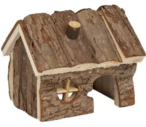 FLAMINGO GRITTY WOOD S Domeček pro hlodavce dřevěný / 14,5 × 11 × 11,5 cm / Dřevo