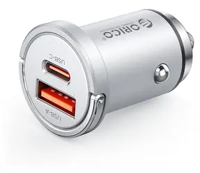 Orico MiniRing Pro stříbrná / Nabíječka do auta / 45 W / USB-C + USB-A