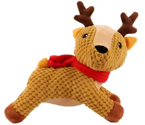 HUHUBAMBOO Hračka pro psy Vánoční sob s červenou šálou / 24 cm