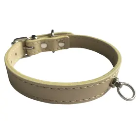 Huhubamboo Exclusive obojek béžový S / Obojek pro psy / 14 mm x 21-27 cm / Hovězí kůže