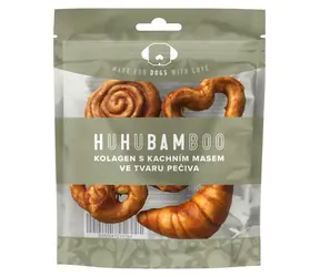 HUHUBAMBOO Pamlsek pro psy Kachní kolagenové pečivo / 5 ks