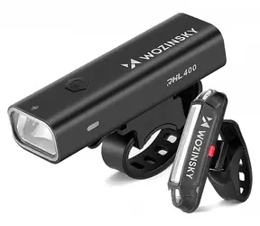 Wozinsky WSBLB2 černá / Sada světel na kolo / Přední 400 lm / Zadní / USB-C