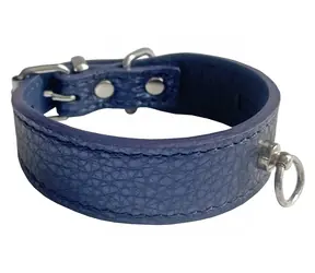 Huhubamboo Metal obojek modrý XS / Obojek pro psy / 24 mm x 22-27 cm / hovězí kůže