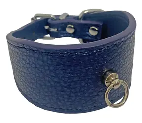 HUHUBAMBOO Obojek Metal modrý XS / Pro chrty / 40 mm x 21-26 cm / Hovězí kůže
