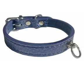 HUHUBAMBOO Obojek METAL modrý S / Pro chrty / 14 mm x 21-27 cm / Hovězí kůže