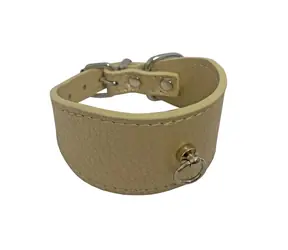 HUHUBAMBOO Obojek Metal béžový XS / Pro chrty / 40 mm x 21-26 cm / Hovězí kůže