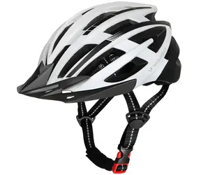 Wozinsky MTB M černá/bílá / Cyklistická přilba / odnímatelný kšilt / zadní USB světlo
