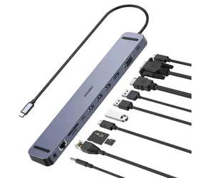 Choetech HUB-M20 šedá / USB-C dokovací stanice / 11v1 / 100W PD