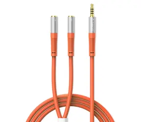 Orico AX2-10 oranžová / Redukce / Jack 3,5mm / sluchátka a mikrofon / 1 m