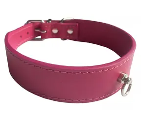 Huhubamboo Exclusive obojek růžový M / Obojek pro psy / 28 mm x 30-35 cm / Hovězí kůže
