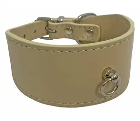 HUHUBAMBOO Obojek Exclusive béžový S / Obojek pro psy / Pro chrty / 40 mm x 25-30 cm / Hovězí kůže