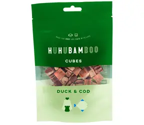 Huhubamboo Kostky s kachním a treskou / Pamlsky pro psy / masové / 75 g