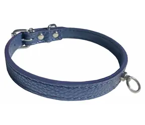 HUHUBAMBOO Obojek Metal modrý L / Pro chrty / 16 mm x 31-37 cm / Hovězí kůže