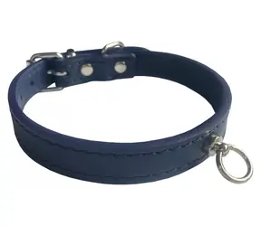 Huhubamboo Exclusive obojek modrý M / Obojek pro psy / 16 mm x 26-32 cm / Hovězí kůže