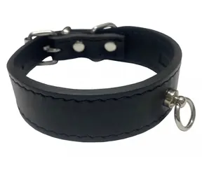 Huhubamboo Exclusive obojek černý XS / Obojek pro psy / Rozšířený / 24 mm x 22-27 cm / hovězí kůže