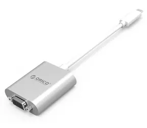 Orico PTAV stříbrná / Adaptér USB-C na VGA / audio jack / Full HD 60Hz / 0,15 m