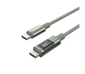 Choetech XCC-1068 zelená / Kabel USB-C (M) - USB-C (M) / PD 60W / displej s ukazatelem výkonu / 1,2 m