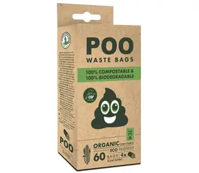 M-Pets Poo sáčky na trus / Sáčky na psí exkrementy / Kompostovatelné / 4x15 ks / 22x32 cm