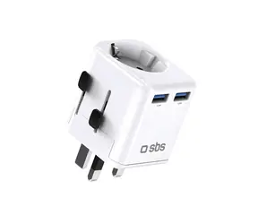 SBS Cestovní adaptér EU bílá / Cestovní adaptér / 2x USB-A