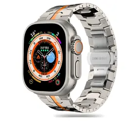 Tech-Protect Stainless Line titanově oranžová / Řemínek / Apple Watch 4/5/6/7/8/9/SE/Ultra 1/2 / 42/44/45/49 mm