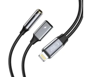 Tech-Protect UltraBoost černá / Adaptér / Lightning - Jack 3,5 mm + Lightning / audio a nabíjení