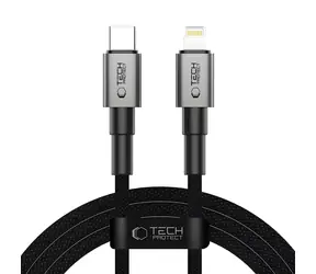 Tech-Protect Ultraboost DNA šedá / Nabíjecí kabel / USB-C - Lightning / PD 27W / 3A / 200 cm