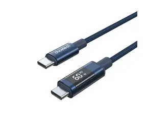 Choetech XCC-1068 modrá / Kabel USB-C (M) - USB-C (M) / PD 60W / displej s ukazatelem výkonu / 1,2 m