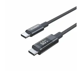 Choetech XCC-1068 černá / Kabel USB-C (M) - USB-C (M) / PD 60W / displej s ukazatelem výkonu / 1,2 m