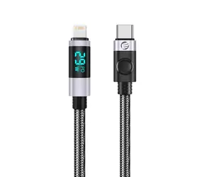 Orico LDC2L černá / Kabel USB-C - Lightning / LED displej / PD 29W / 2m