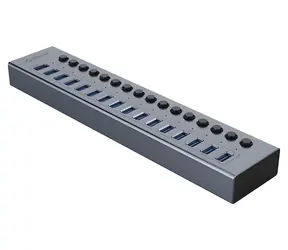 Orico BT2U3-16AB šedá / USB hub s vypínači / 16x USB-A 3.0