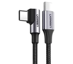 Ugreen US255 50125 šedá / Nabíjecí kabel USB-C - USB-C / PD, QC / 60W / 3A / 2m / Úhlový konektor
