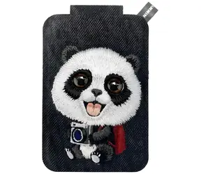 Nimmy Big-Eye Cute Pets 2.0 Panda černá / Magnetická peněženka na karty / Se stojánkem na telefon