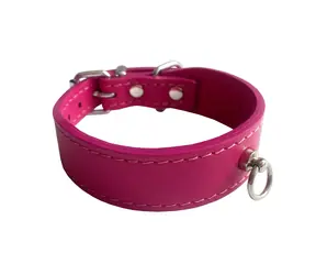 Huhubamboo EXCLUSIVE obojek růžový XS / Obojek pro psy / 24 mm x 22-27 cm / Hovězí kůže