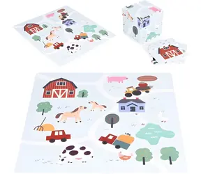 ECOTOYS Pěnové podlahové puzzle Farma / 21 dílků / 90,5 x 90,5 cm / od 3 let