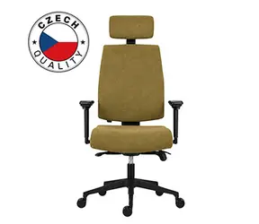 POWERTON Kancelářské křeslo ERGO JANA žlutá / Synchronní mechanismus / 3D područky / Nastavitelná opěrka hlavy