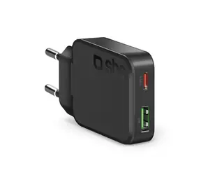 SBS Slim černá / Cestovní adaptér / USB-A + USB-C / PD 45 W