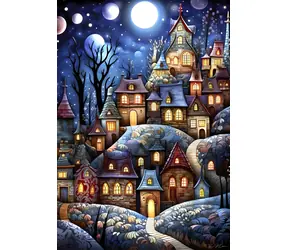 ALIPSON Puzzle Vesnička při úplňku / 1000 dílků / 47,8 x 69 cm