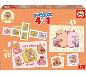 EDUCA Soubor her CapyFun 4v1 / Puzzle 25 a 50 dílků, domino, pexeso
