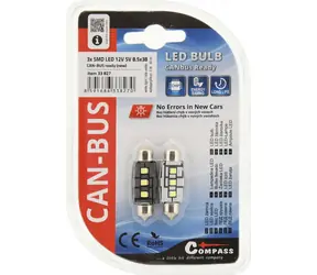 COMPASS LED žárovka SV8.5 11x38mm CAN-BUS bílá / 3x LED SMD / 12V / 3W / 60 lm / 2ks