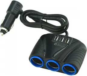 Compass Roztrojka do autozásuvky + 3x USB / Rozbočovač do zapalovače / 12/24 V / 3x USB 5V 3500mA / max. 7,5A