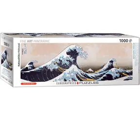 EUROGRAPHICS Panoramatické puzzle Velká vlna u pobřeží Kanagawy / 1000 dílků / 99 x 33 cm