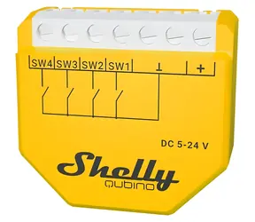 Shelly Wave i4 DC žlutá / Modul pro aktivaci scén / 4 vstupy / Z-Wave Long Range